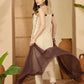 Beige Cotton Embroidered Straight Kurta Set with Pant & Dupatta Affordable Square Neck Ethnic Kurti for Casual
