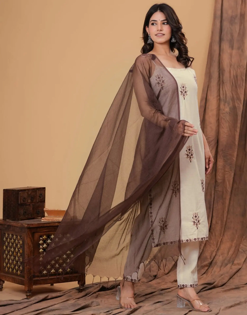 Cotton Flex Embroidered Straight 3 Piece Kurta Set
