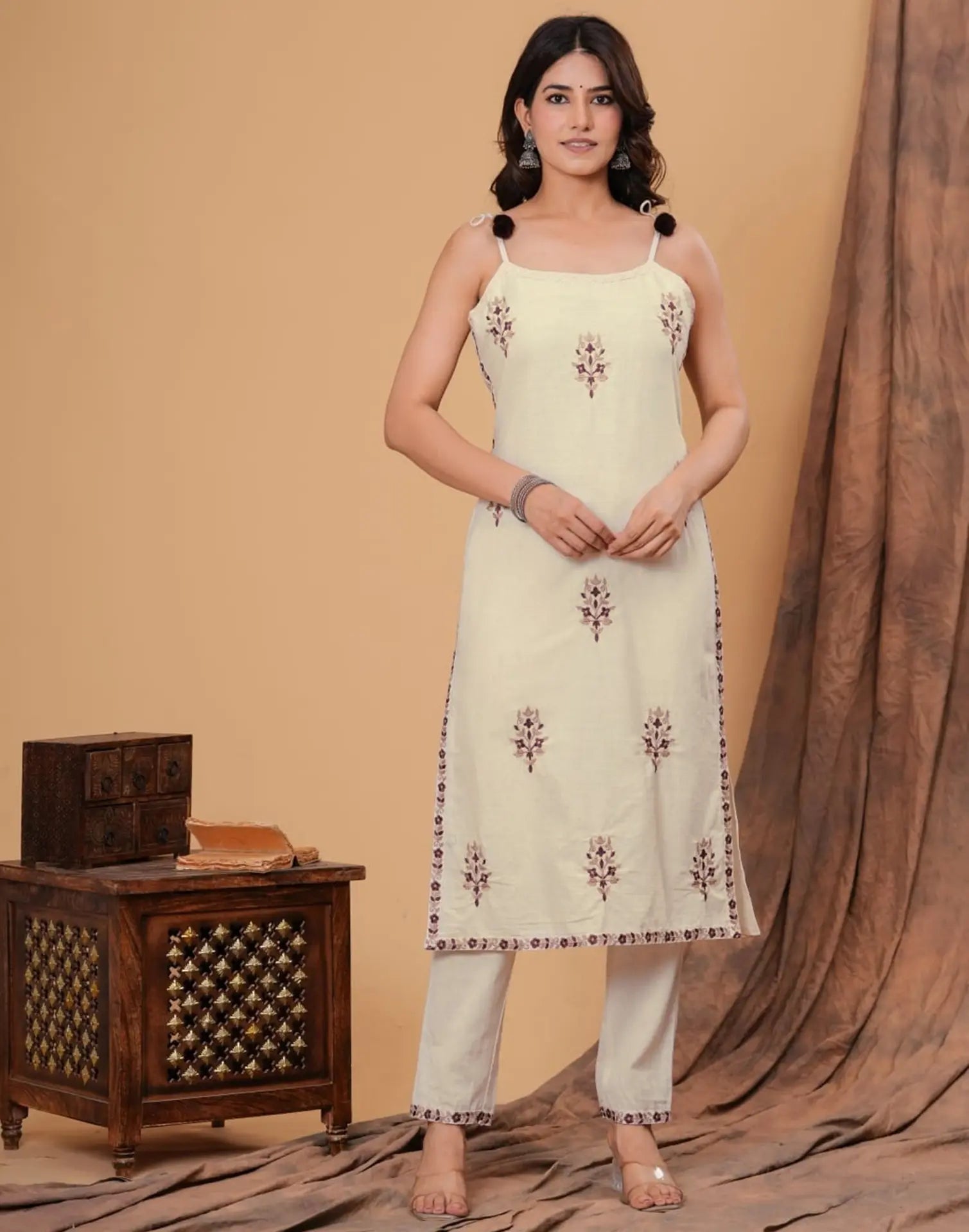 Cotton Flex Embroidered Straight 3 Piece Kurta Set