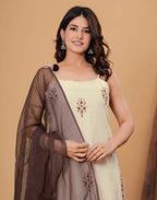 Cotton Flex Embroidered Straight 3 Piece Kurta Set