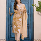 Cotton Straight Printed V-Neck Kurta with Pant & Dupatta