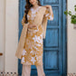 Cotton Straight Printed V-Neck Kurta with Pant & Dupatta