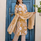 Cotton Straight Printed V-Neck Kurta with Pant & Dupatta