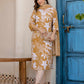 Cotton Straight Printed V-Neck Kurta with Pant & Dupatta