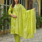 Cotton Printed Straight Kurta with Pant & Dupatta