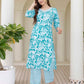 Cotton Printed Straight Kurta with Pant & Dupatta