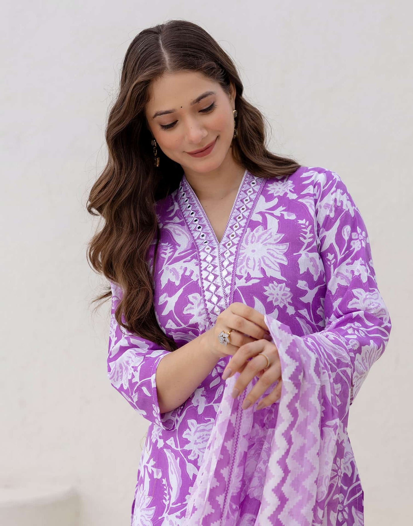 Cotton Printed Straight Kurta with Pant & Dupatta