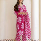Cotton Straight Printed V-Neck Kurta with Pant & Dupatta