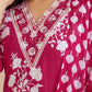 Cotton Straight Printed V-Neck Kurta with Pant & Dupatta