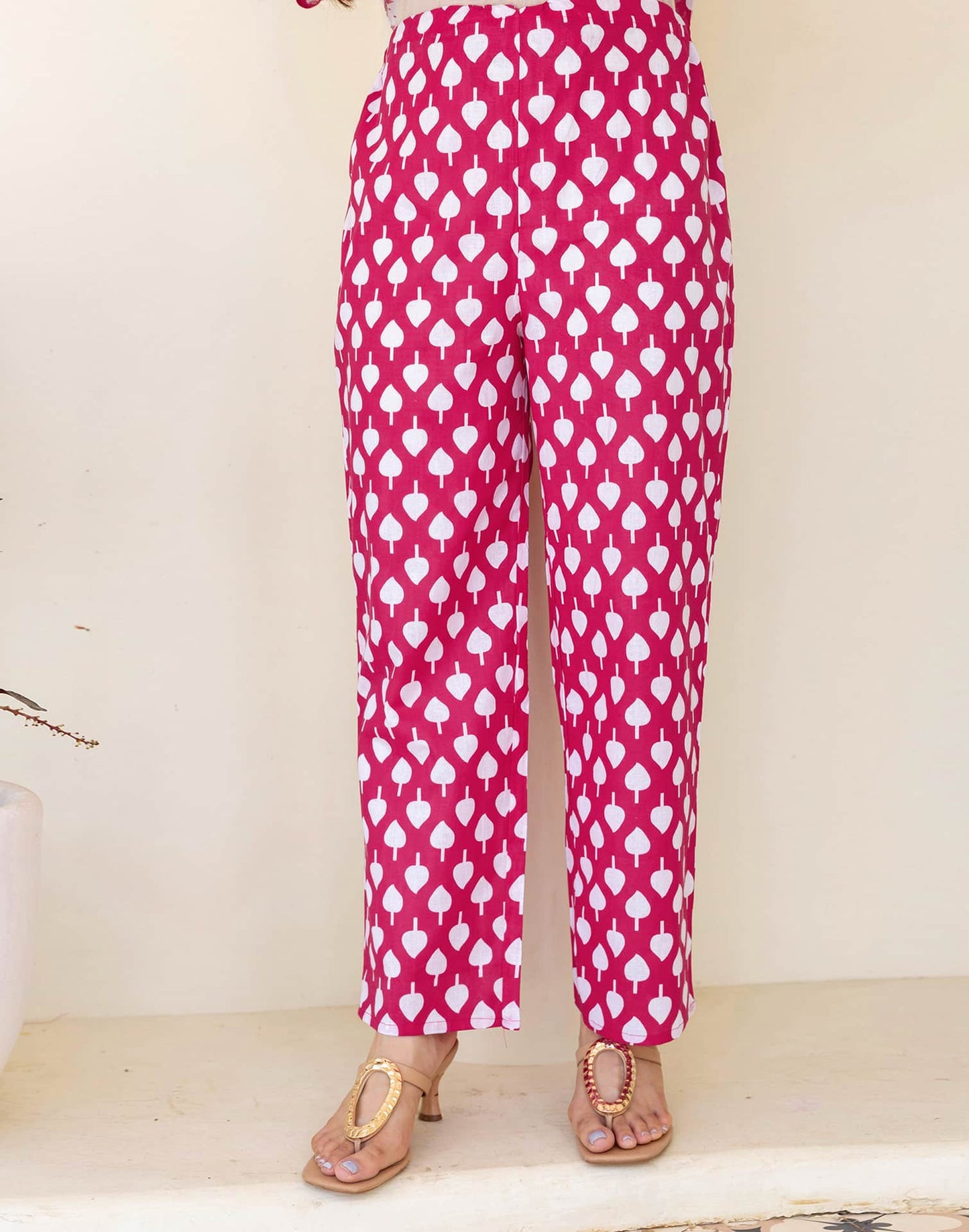 Cotton Straight Printed V-Neck Kurta with Pant & Dupatta