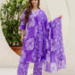 Cotton Straight Printed V-Neck Kurta with Pant & Dupatta