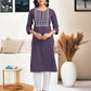 Cotton Embroidered Straight Round Neck Kurtis