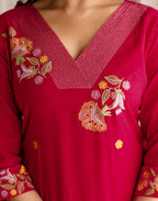 Pure Cotton Embroidered Straight 3 Piece Kurta Set