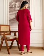 Pure Cotton Embroidered Straight 3 Piece Kurta Set