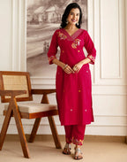 Pure Cotton Embroidered Straight 3 Piece Kurta Set