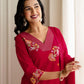 Red Cotton Embroidered Straight Kurta Set with Pant & Dupatta Affordable V-Neck Ethnic Kurti for Office