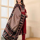 Maroon Cotton Printed Straight Kurta Set with Pant & Dupatta