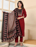 Viscose Rayon Printed Straight 3 Piece Kurta Set