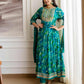 Blue Silk Printed Anarkali Kurta Set with Pant & Dupatta Affordable Ethnic Wear for Festive & Wedding