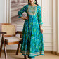 Blue Silk Printed Anarkali Kurta Set with Pant & Dupatta Affordable Ethnic Wear for Festive & Wedding