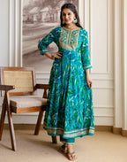 Cotton Embroidered Anarkali 3 Piece Kurta Set