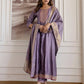 Purple Silk Printed Anarkali Kurta Set with Pant & Dupatta for Women Affordable Embroidered Festive Wear