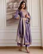 Silk Embroidered Anarkali 3 Piece Kurta Set