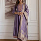 Purple Silk Printed Anarkali Kurta Set with Pant & Dupatta for Women Affordable Embroidered Festive Wear