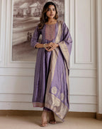 Silk Embroidered Anarkali 3 Piece Kurta Set