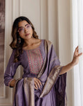 Silk Embroidered Anarkali 3 Piece Kurta Set
