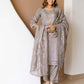 Grey Silk Embroidered Straight Kurta Set with Pant & Dupatta for Women Festive & Wedding Wear