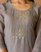 Organza Embroidered Straight 3 Piece Kurta Set