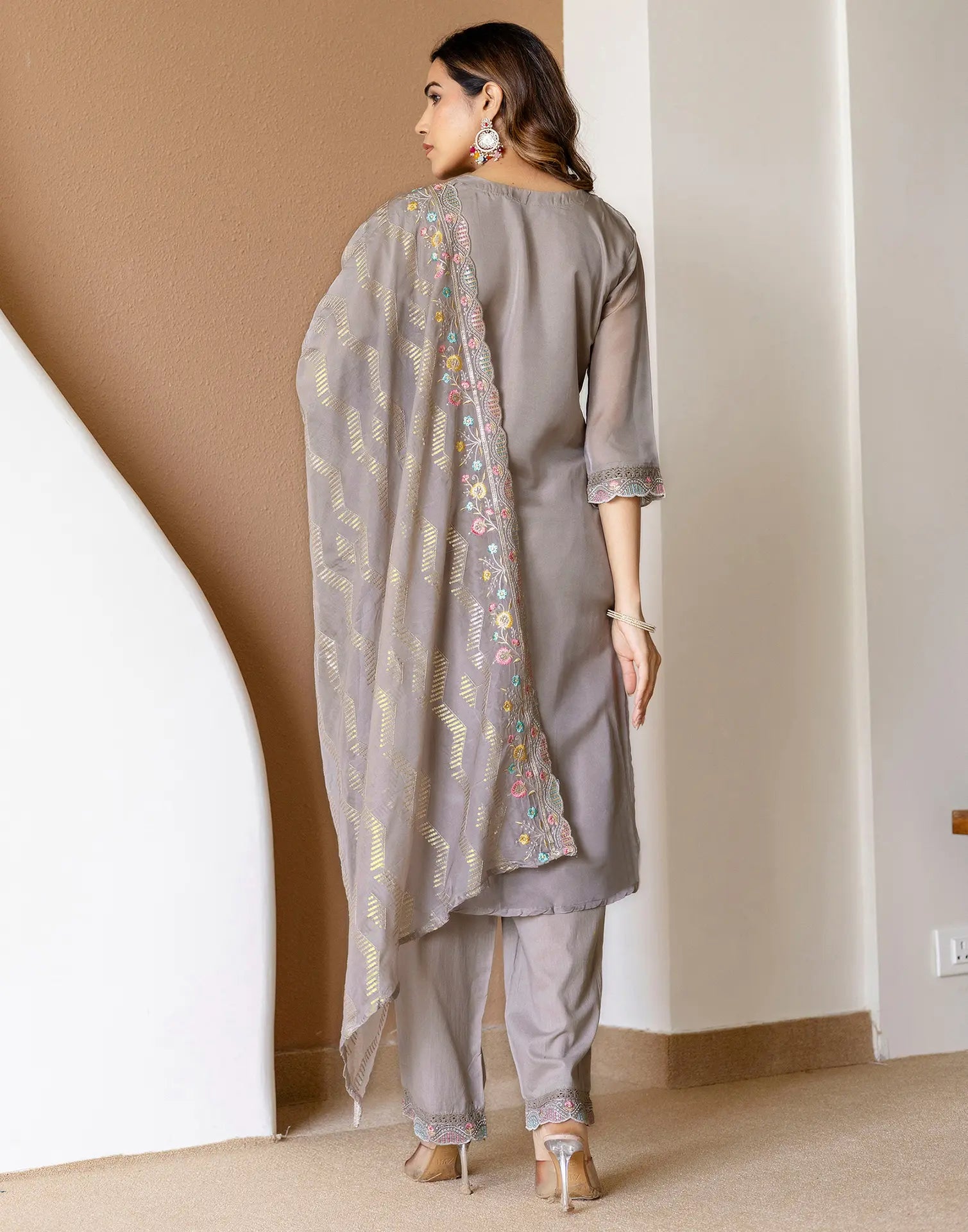 Organza Embroidered Straight 3 Piece Kurta Set