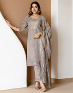 Organza Embroidered Straight 3 Piece Kurta Set