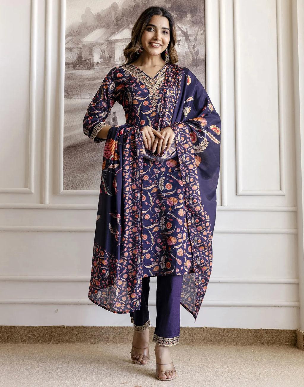 Cotton Embroidered Straight 3 Piece Kurta Set