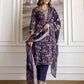 Blue Cotton Printed Straight Kurta Set with Pant & Dupatta for Women under 1299