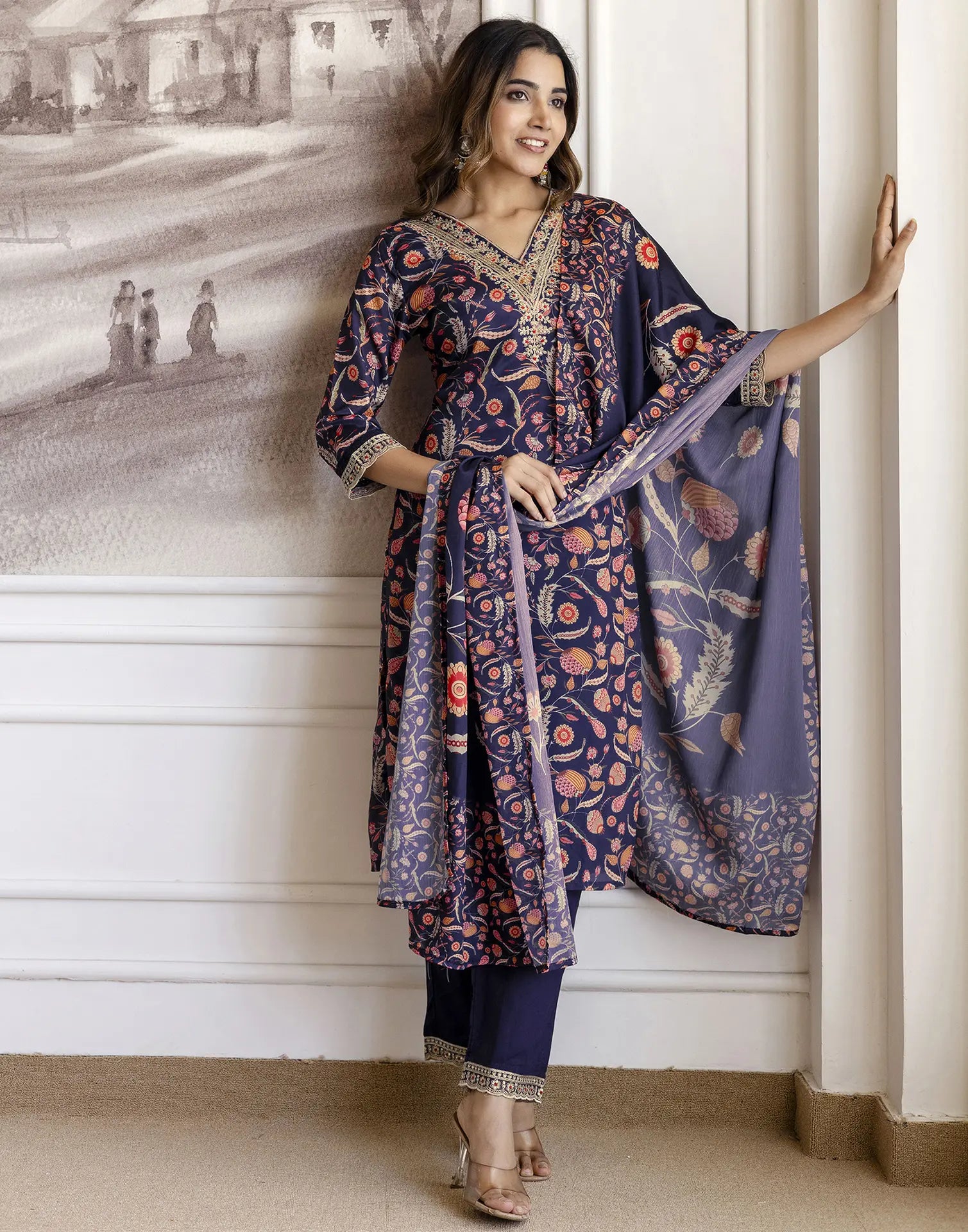 Cotton Embroidered Straight 3 Piece Kurta Set