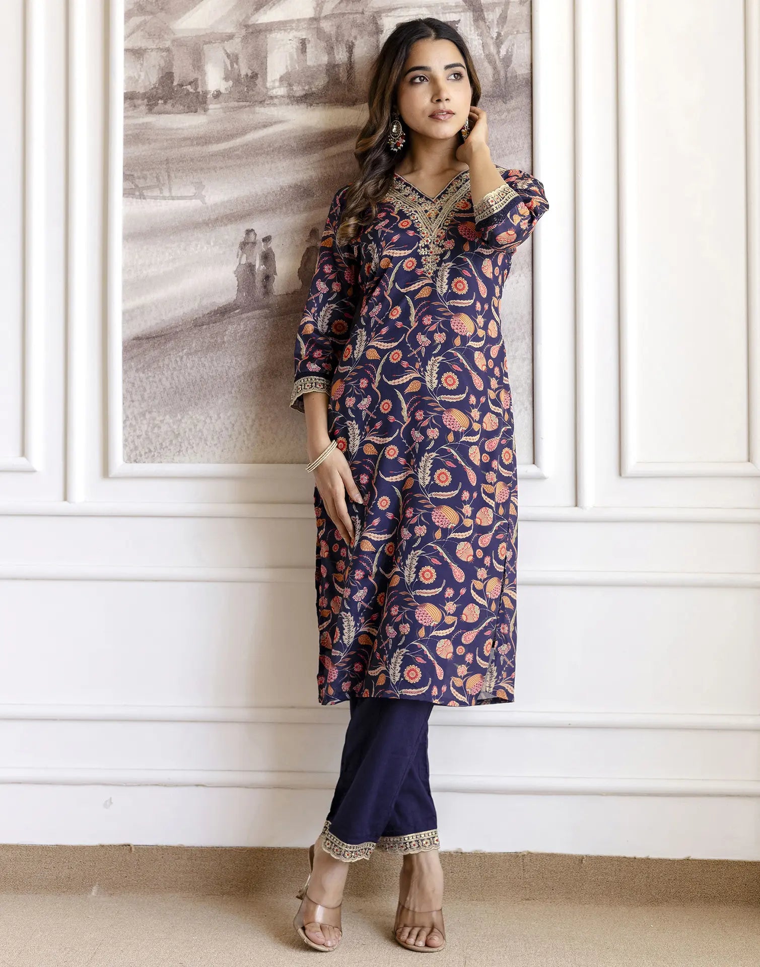 Cotton Embroidered Straight 3 Piece Kurta Set