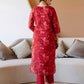Red Organza Printed Straight Kurta Set with Pant & Dupatta for Women  Festive & Karwa Chauth Special