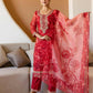 Red Organza Printed Straight Kurta Set with Pant & Dupatta for Women  Festive & Karwa Chauth Special