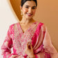 Pink Organza Printed Straight Kurta Set with Pant and Dupatta under 1299 