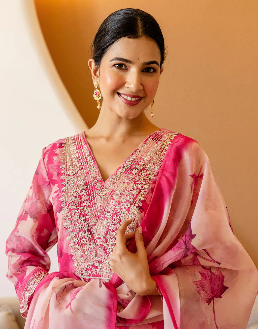 Organza Embroidered Straight 3 Piece Kurta Set