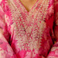 Pink Organza Printed Straight Kurta Set with Pant and Dupatta under 1299 