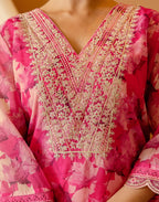 Organza Embroidered Straight 3 Piece Kurta Set