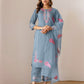 Grey Silk Embroidered Straight Kurta Set with Pant & Dupatta under 1299
