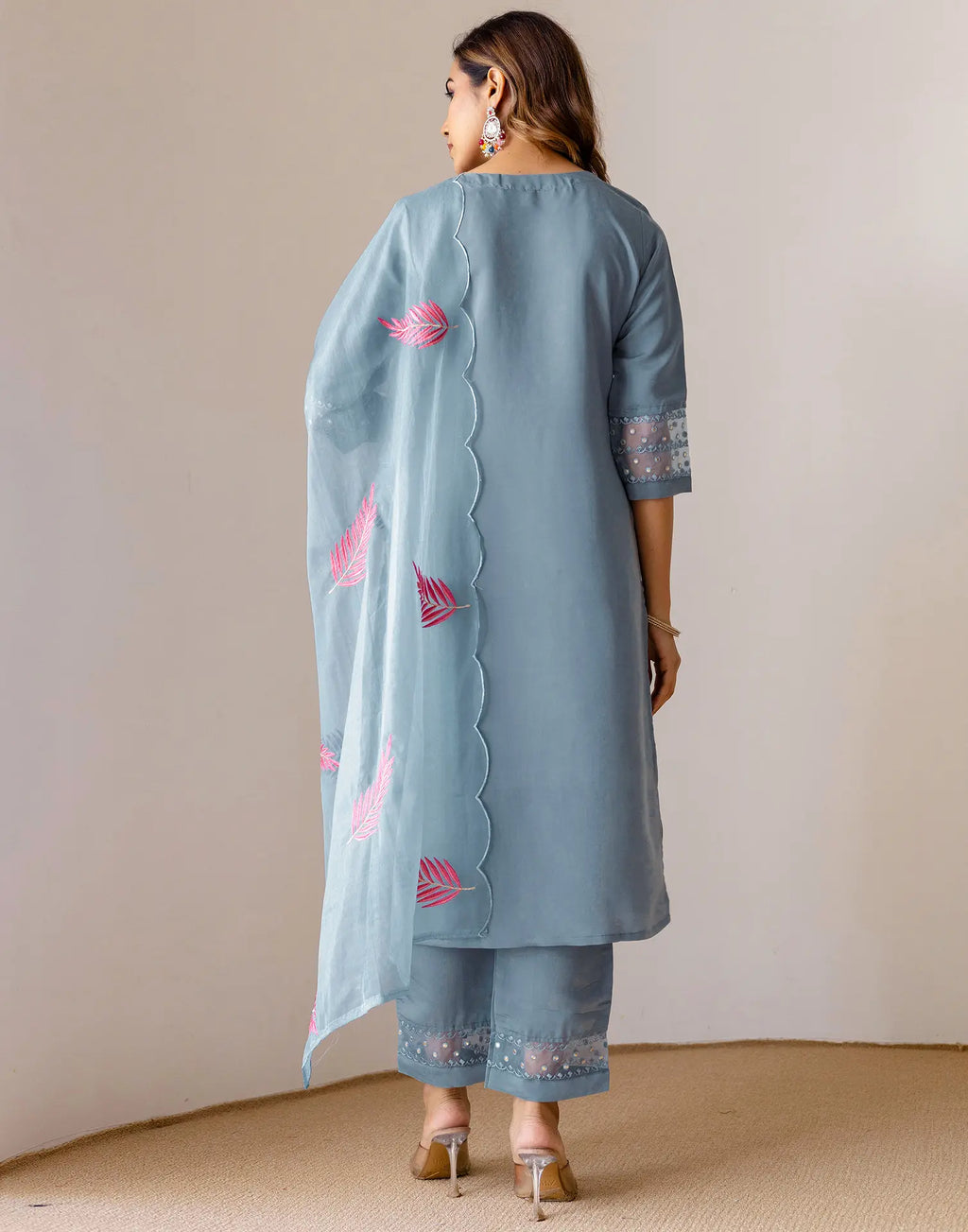 Silk Embroidered Straight 3 Piece Kurta Set