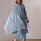 Grey Silk Embroidered Straight Kurta Set with Pant & Dupatta
