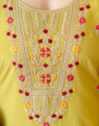Poly Chinnon Embroidered Straight 3 Piece Kurta Set