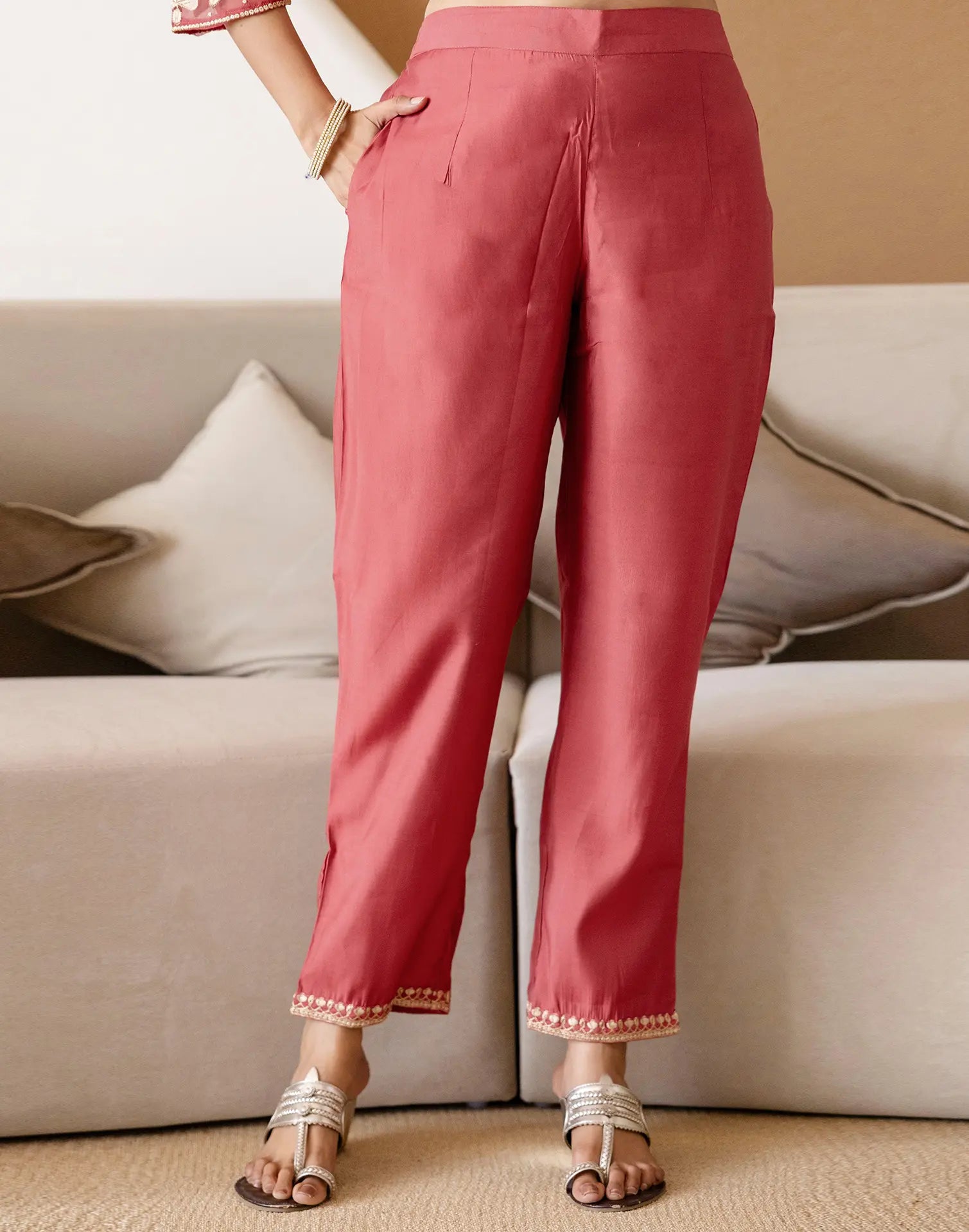 Silk Embroidered Straight 3 Piece Kurta Set