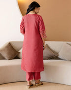 Silk Embroidered Straight 3 Piece Kurta Set